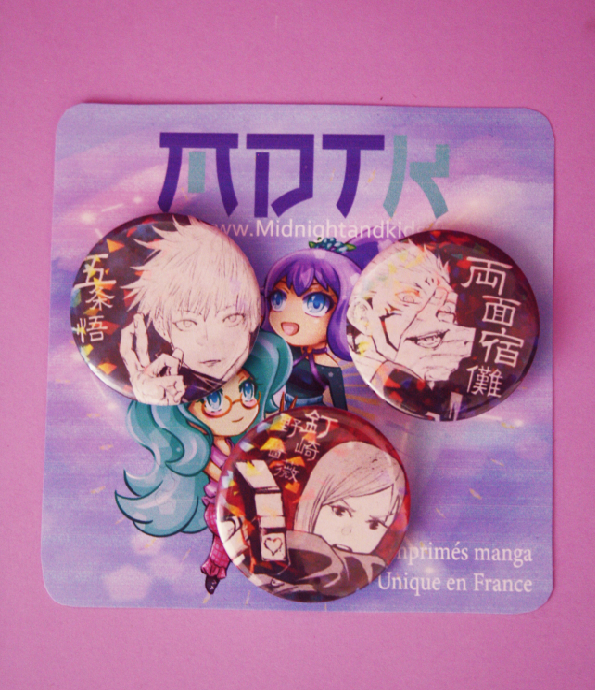 Lot de 3 badge JUJUTSU KAISEN