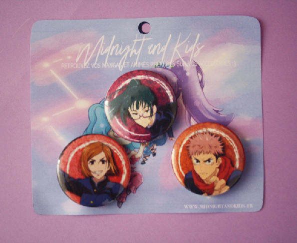 Lot de 3 badge JUJUTSU KAISEN